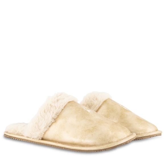 Polo Ralph Laurens Summit Scuff II Slippers in Gold Metallic w/ Cream - Picture 4 of 14